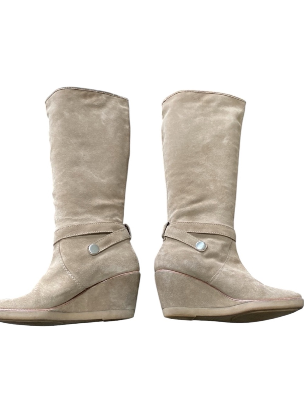 COACH Candid Suede Knee-High Wedge Boots in Clay (Tan) Size 8 - Picture 4 of 10